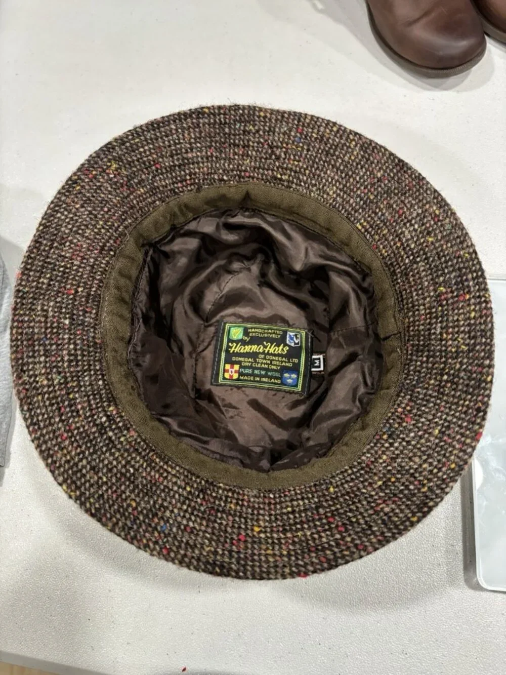 Hanna Hats Irish Walking Hat Patchwork Tweed Size M Donegal Handmade
